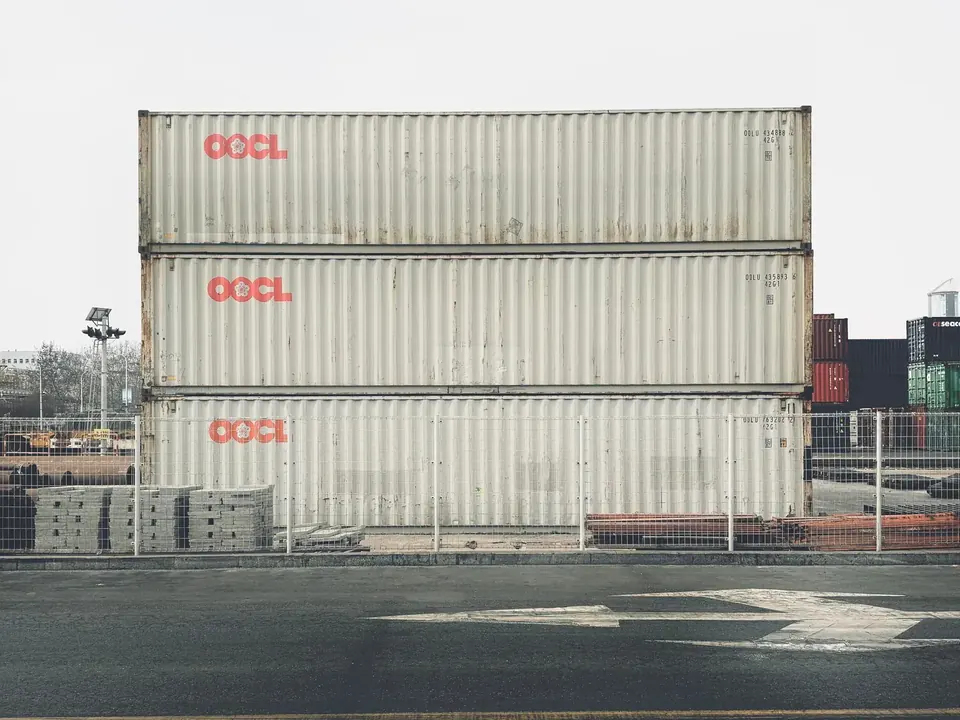 Shipping containers at a port in China