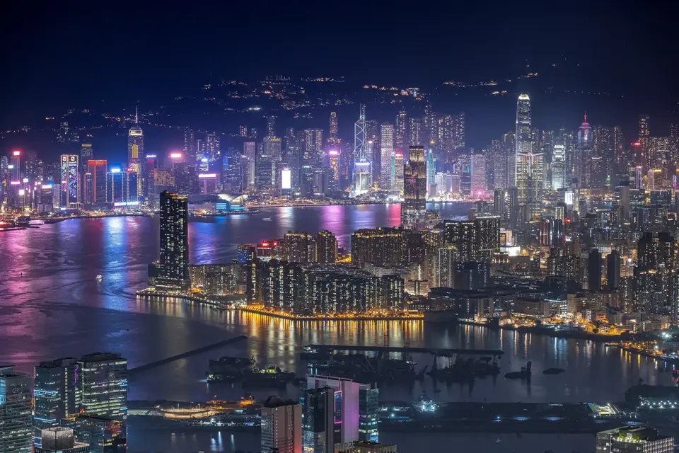 Hong Kong skyline viewed from Victoria Peak at night
