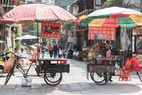 Evening food street in southern China