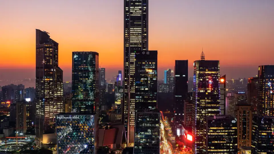 Shenzhen skyline at sunset