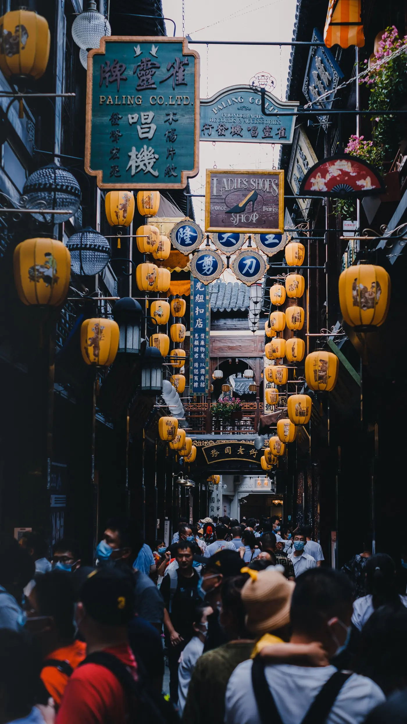 Busy evening street in China